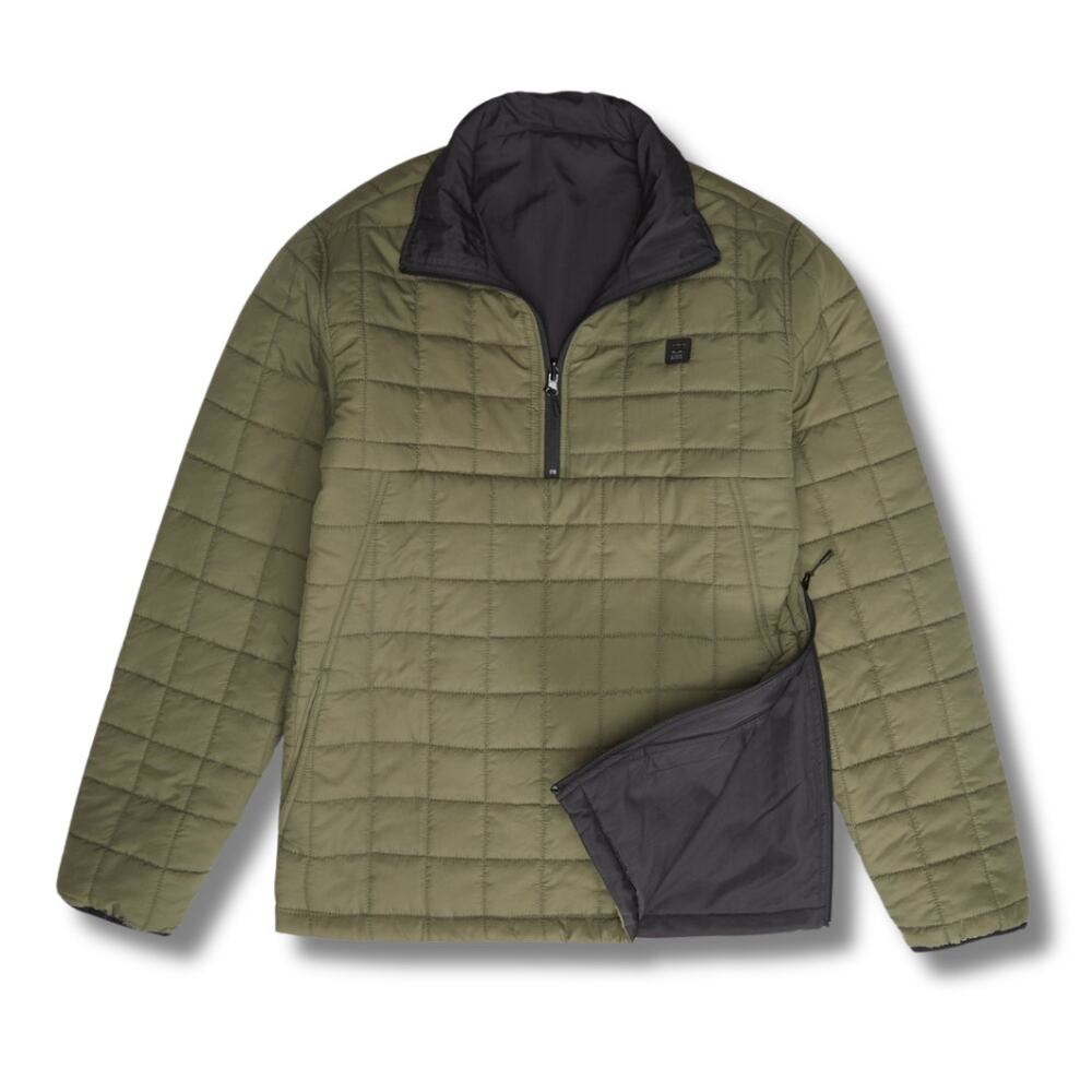 Billabong Adventure Division Boundary Reversible Puffer Jacket Olive Green L EUC